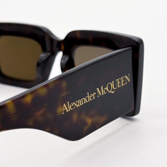 NEW ALEXANDER MCQUEEN SUNGLASSES HAVANA SQUARE WOMEN AM0433S 002 - Picture 5 of 8